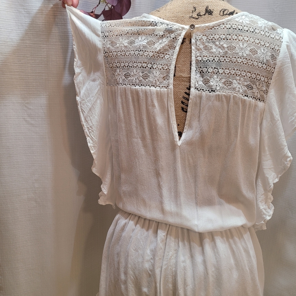 American Eagle Flutter Sleeve White Lace Romper - Picture 5 of 6